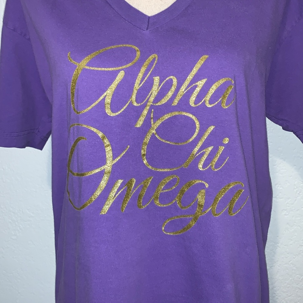 American Apparel Purple Alpha Chi Omega Domestic Violence Awareness Tee Large - Picture 6 of 12